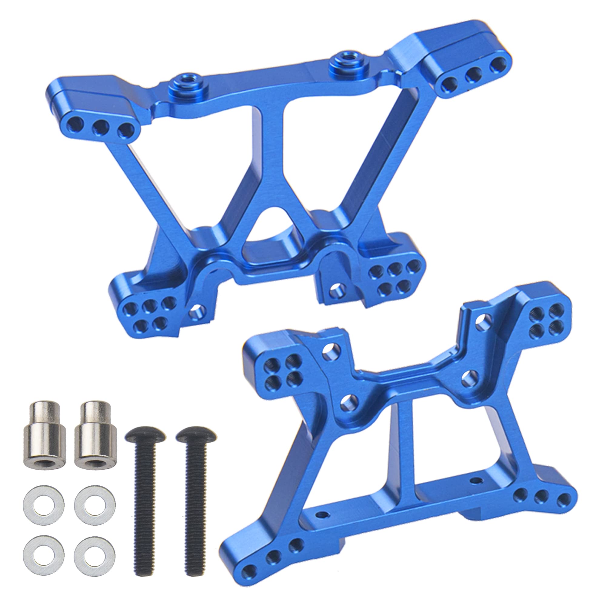 ShareGoo Aluminum Front & Rear Shock Tower Shock Mounts Replacement of Part 6838 6839 Compatible with 1/10 Traxxas Slash 4x4 4WD RC Car (Blue)