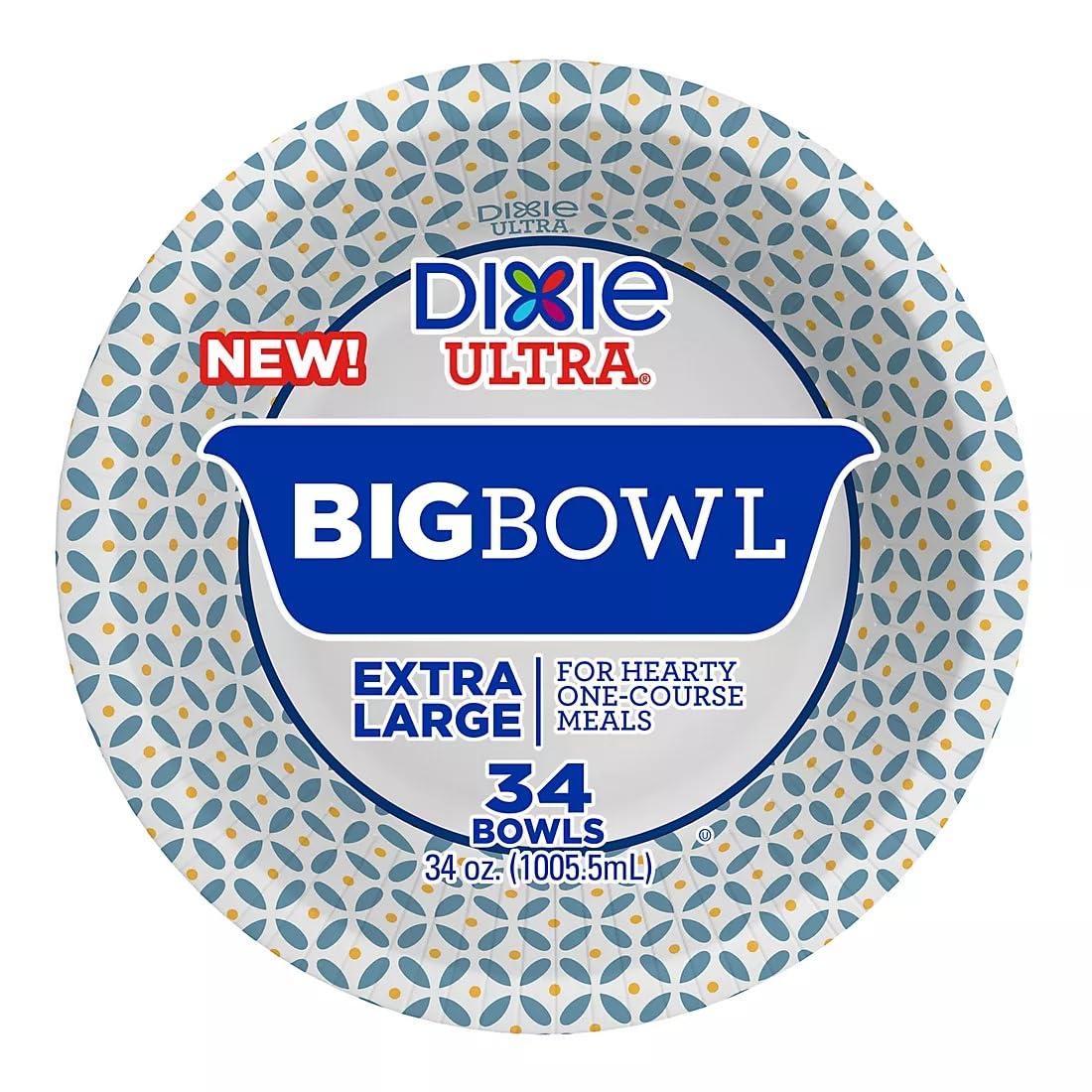 Geogia Pacific Big Bowl, 34 oz Printed Disposable Paper Bowl, 34 Count