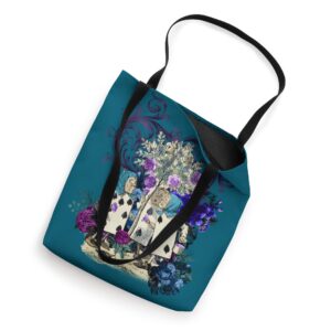 Purple Teal Steampunk Cards Rose Garden Alice in Wonderland Tote Bag