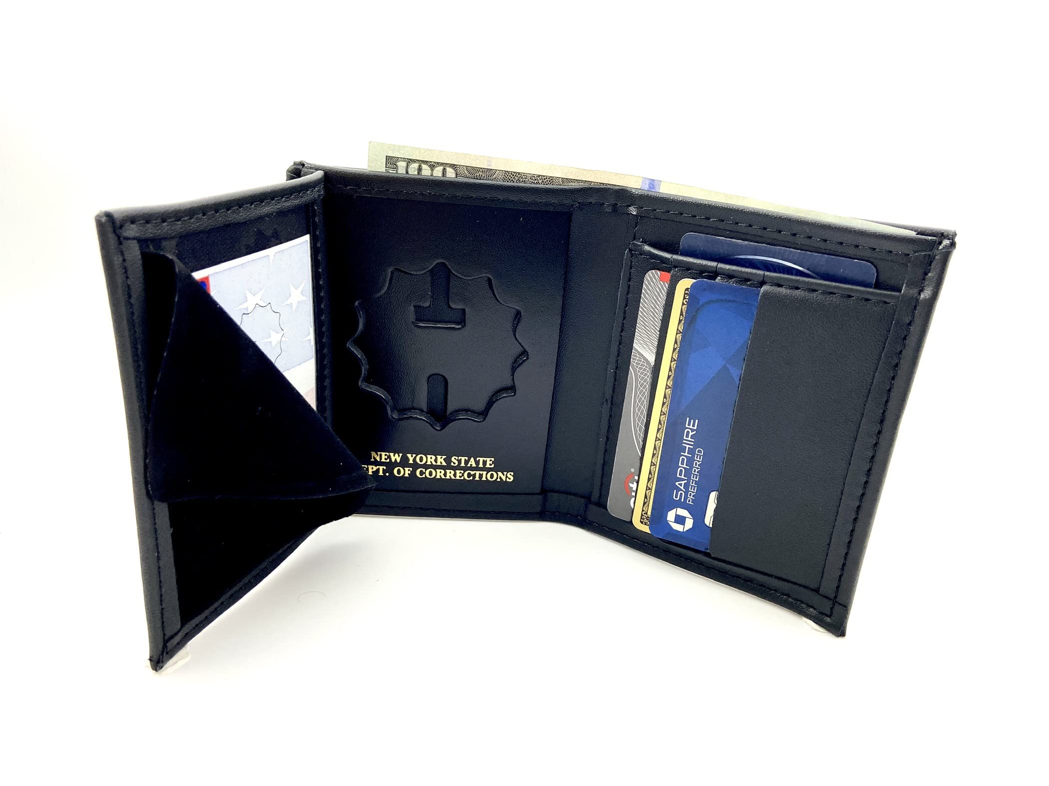 Perfect Fit Shield Wallets New York State Corrections Hidden Badge Wallet Black (Cutout PF27)