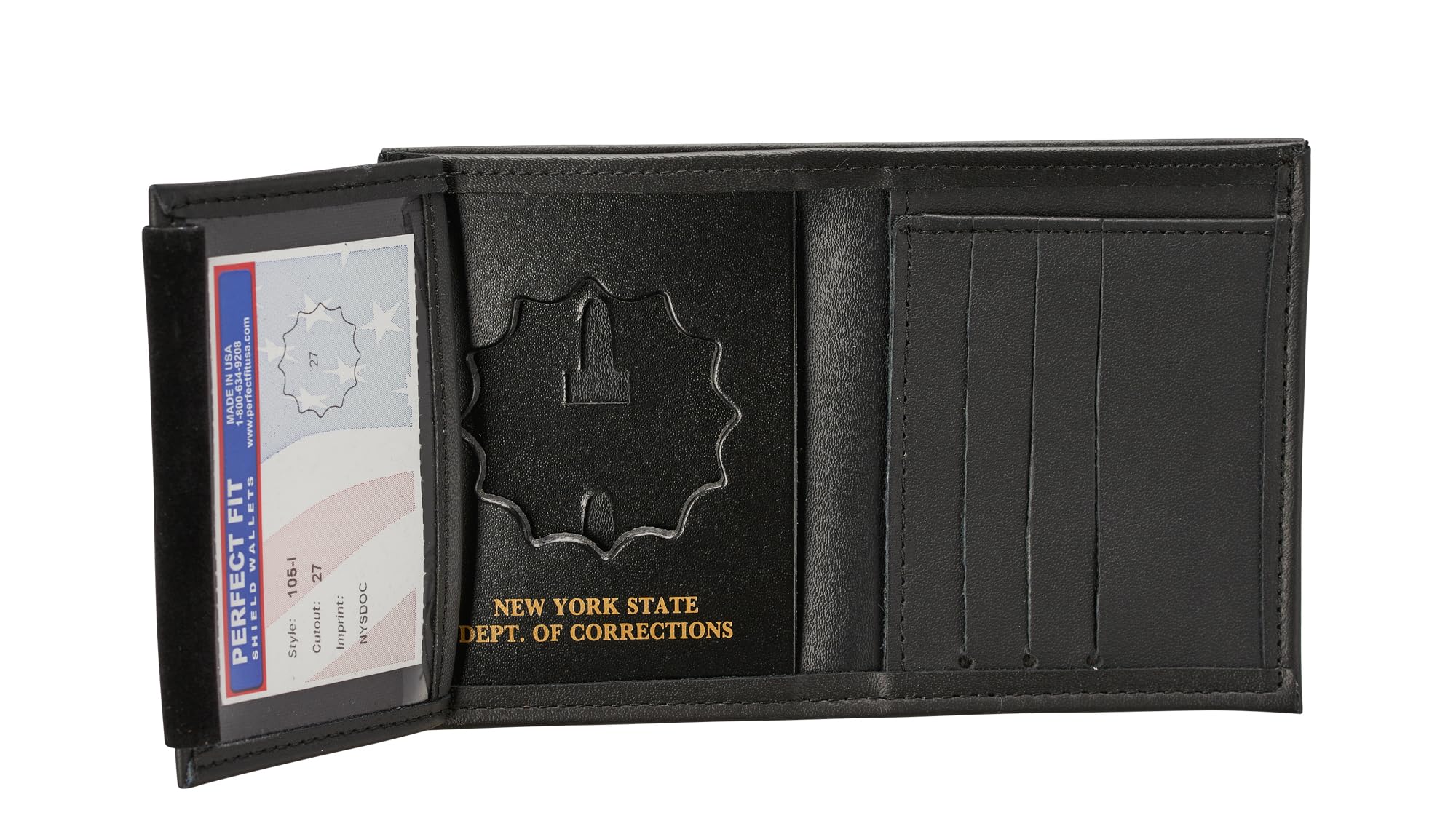 Perfect Fit Shield Wallets New York State Corrections Hidden Badge Wallet Black (Cutout PF27)