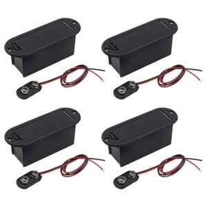 4pcs yootones 9v battery holder case box base with cable connector buckle compatible with active bass guitar pickup