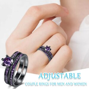 ManRiver 2PC Stackable Rings for Women - Zirconia Gemstone Rhinestone Studded Promise Rings Jewelry Gifts Size 5-12, Purple