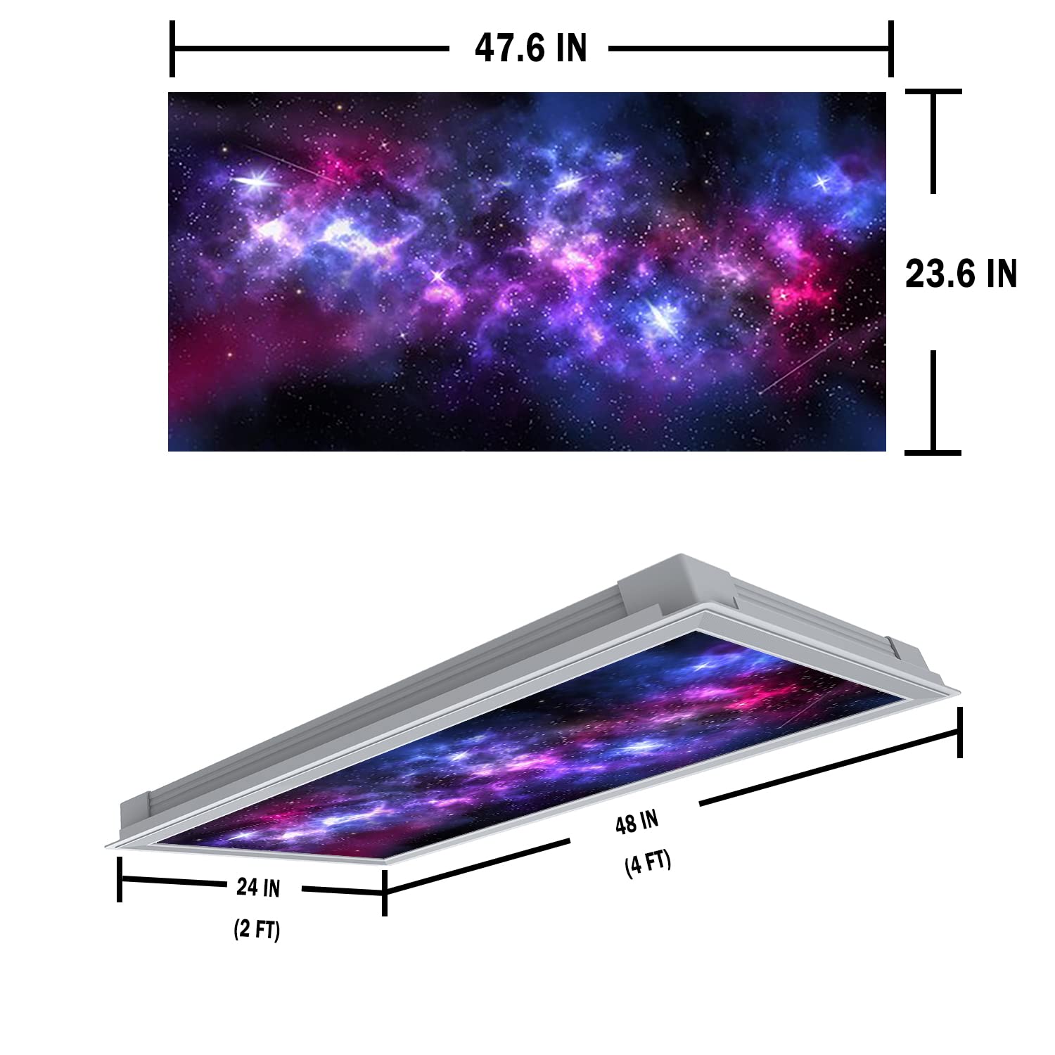 LANQiAO Fluorescent Light Covers for Classroom Kitchen Office Decorations-Nebula Galaxy-Eliminate Harsh Glare and Headaches-Easy to Install Ceiling Light Covers-2'x4'