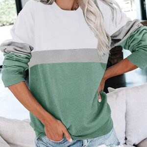 PGANDS Women's Casual Crew Neck Color Block Sweatshirts Long Sleeve Cute Comfy Lightweight Pullover Tops