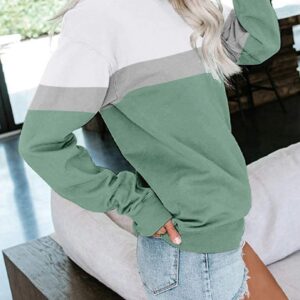 PGANDS Women's Casual Crew Neck Color Block Sweatshirts Long Sleeve Cute Comfy Lightweight Pullover Tops