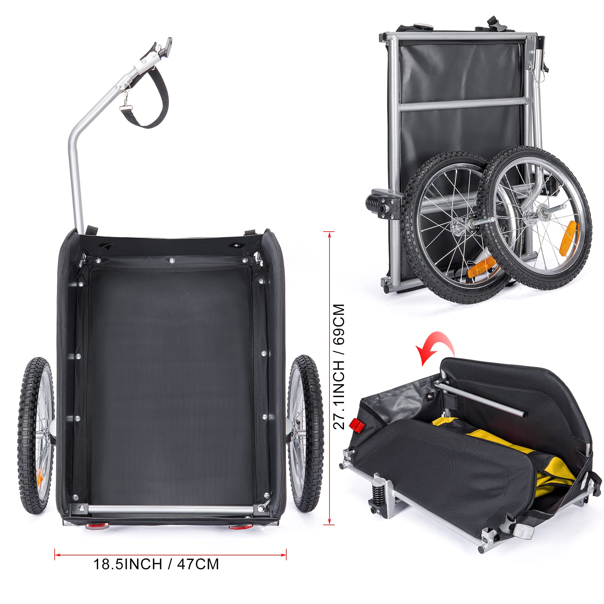 Bike Cargo Trailer, Foldable Frame 88 lbs Max Load, 16'' Quick-Release Wheel, Not for Kids or Animals