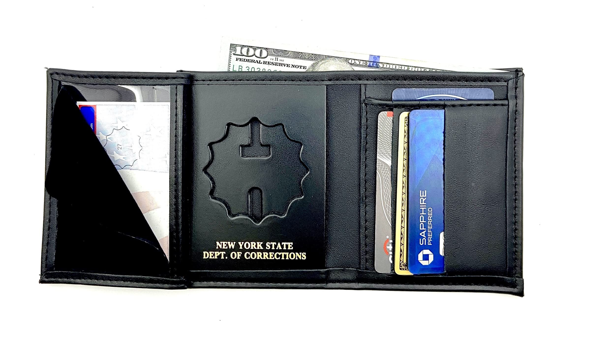 Perfect Fit Shield Wallets New York State Corrections Hidden Badge Wallet Black (Cutout PF27)