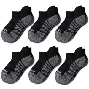 bering kids' athletic cushioned ankle socks 6 pairs low cut tab for youth boys girls