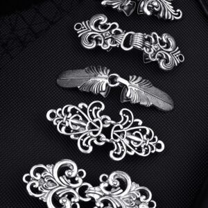 5 Pieces Shawl Clips Cloak Clasp Cardigan Clip Sweater Clips Vintage Collar Retro Cloak Brooches and Silver Shawl Pins for Women Girls Shirt Clips (Novel Style)