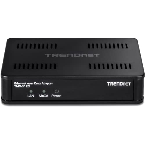 TRENDnet Ethernet Over Coax MoCA 2.5 Adapter, TMO-312C, Backward Compatible with MoCA 2.0/1.1/1.0, RJ-45 Gigabit LAN Port, Supports Net Throughput up to 1Gbps, Support up to 16 Nodes, Black