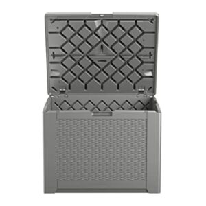 Rubbermaid Medium Resin Outdoor Storage Deck Box (74 Gal), Weather Resistant, Gray, Deck Organization for Home/Backyard/Pool Chemicals/Toys/Garden Tools/Porch/Patio Cushions