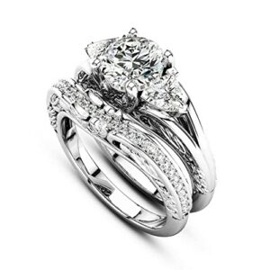 DESTINY JEWEL 2.35Ct Round Cut Diamond Gorgious Look Bridal Engagement Wedding Ring Set. Solid 925 Silver 14K White Gold Over Ring Set_11