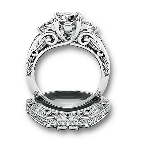 DESTINY JEWEL 2.35Ct Round Cut Diamond Gorgious Look Bridal Engagement Wedding Ring Set. Solid 925 Silver 14K White Gold Over Ring Set_11