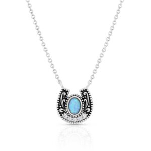 montana silversmiths western lifestyle women's opal necklace (mackenzie horse pendant)