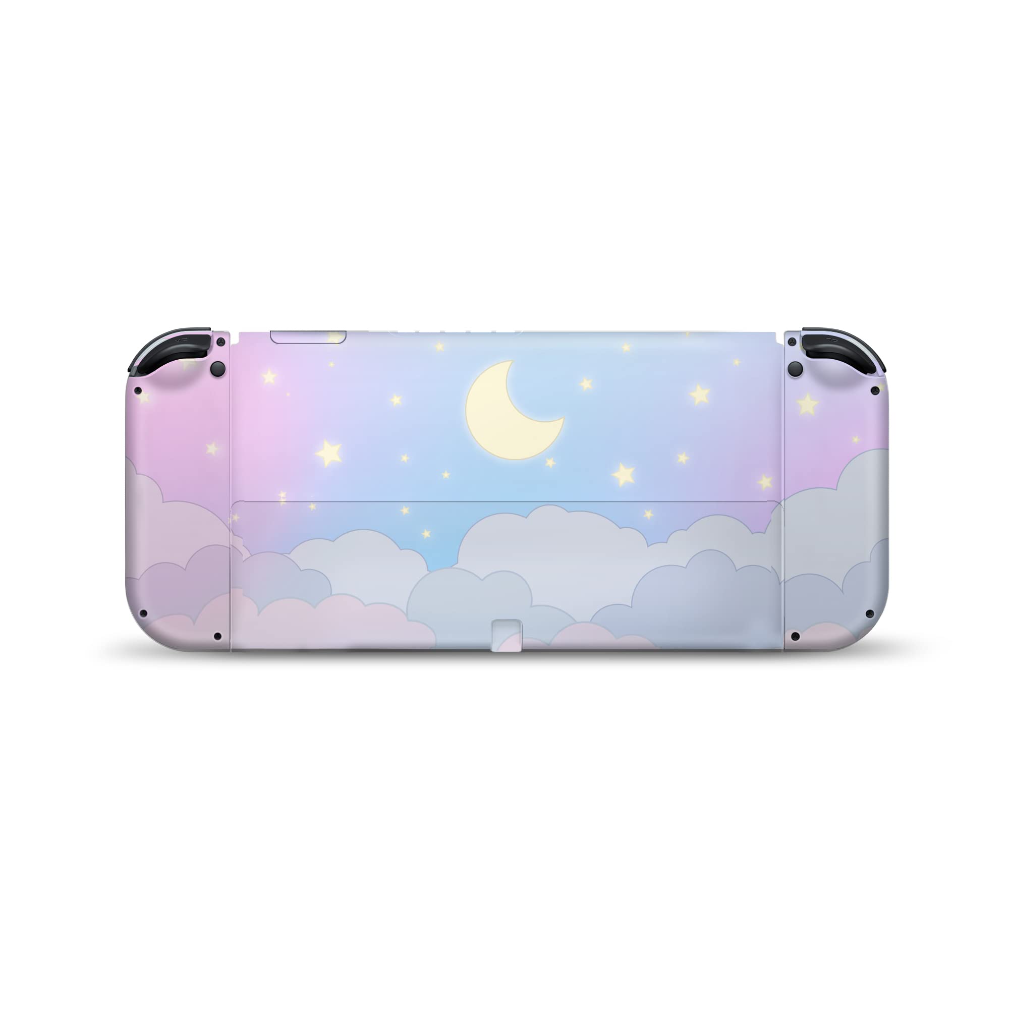 Tacky Design BlueClouds skin for Nintendo Switch OLED Skin - Vinyl 3M Stickers set - Cute Moon skin Compatible with Nintendo Switch OLED Skin Joy Con, Console, Dock - Decal Full Wrap