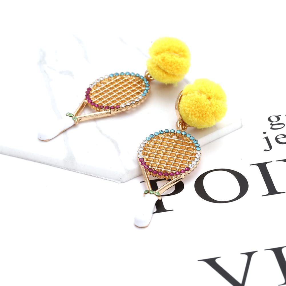 Tennis Racket Dangle Drop Earrings Tennis Racket Jewelry for Women Crystal Earrings for Women