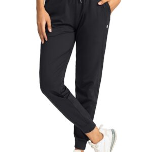 G Gradual Women's Joggers Pants with Zipper Pockets High Waisted Athletic Tapered Sweatpants for Women Workout Lounge (Black, Large)