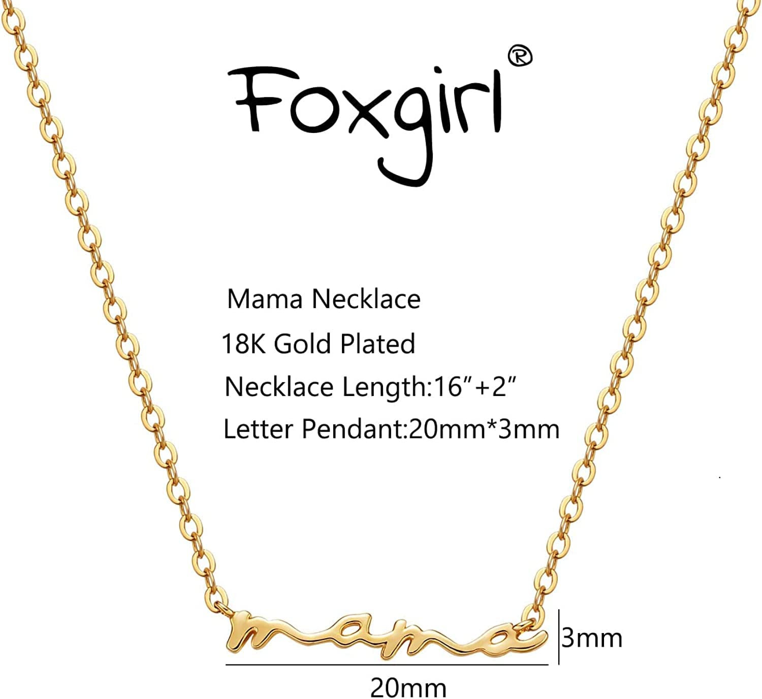 Foxgirl Mama Gold Necklace 18k Gold Plated Dainty Mother Necklace Initial Letter Pendant Mama Necklaces Choker Personality Jewelry New Mom Gifts