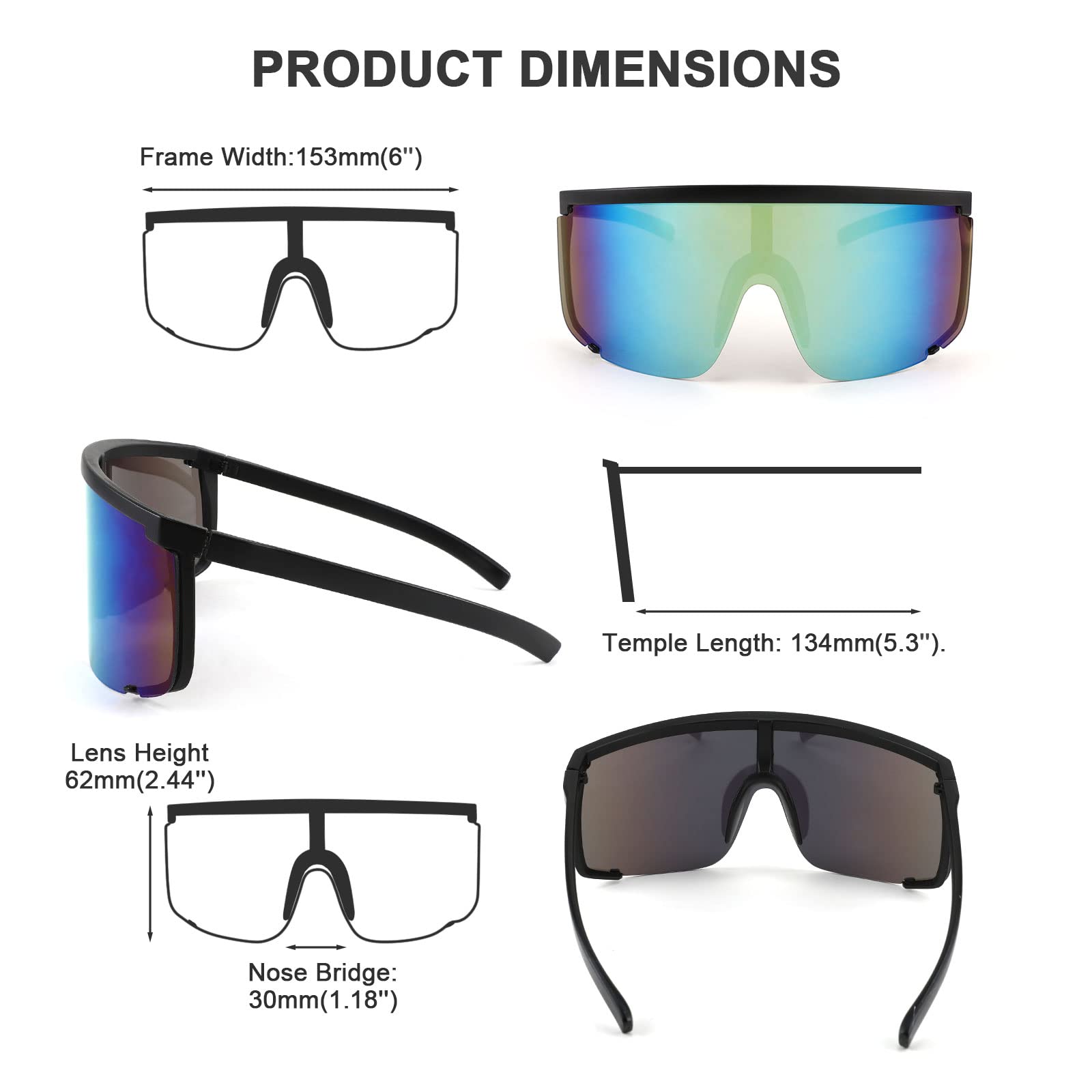 Karsaer Vision Shield Sunglasses for Men Women Oversized Neon 80s 96s Visor Shades Sports Style Outdoor Cycling Ski