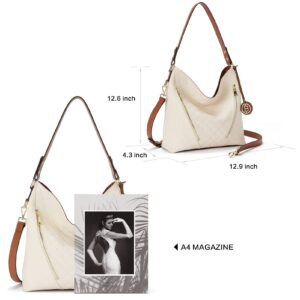 BOSTANTEN Women Leather Handbag Designer Ladies Hobo Purses Shoulder Bags (White)