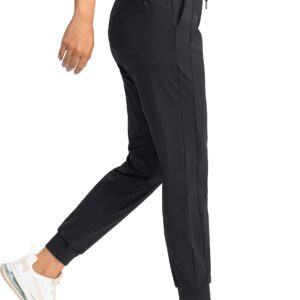 G Gradual Women's Joggers Pants with Zipper Pockets High Waisted Athletic Tapered Sweatpants for Women Workout Lounge (Black, Large)