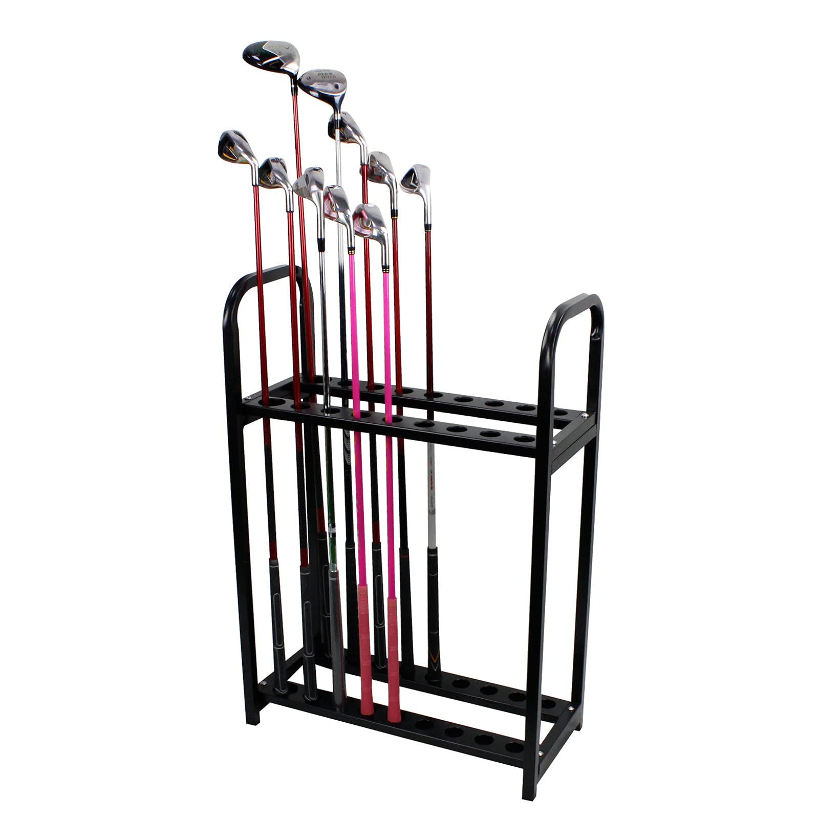 Golf Club Organizer Rack Golf Club Display Stand Rack Holder Shelf Golf Display Rack Premium Metal Golf Putter Stand Holds 9/18/27 Clubs (18 Holds)