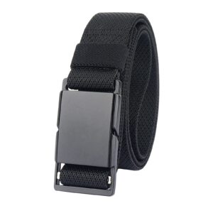 qazse mens stretch belt quick release magnetic buckle elastic webbing sport work golf belts for men 1.34inch wide black 53" long