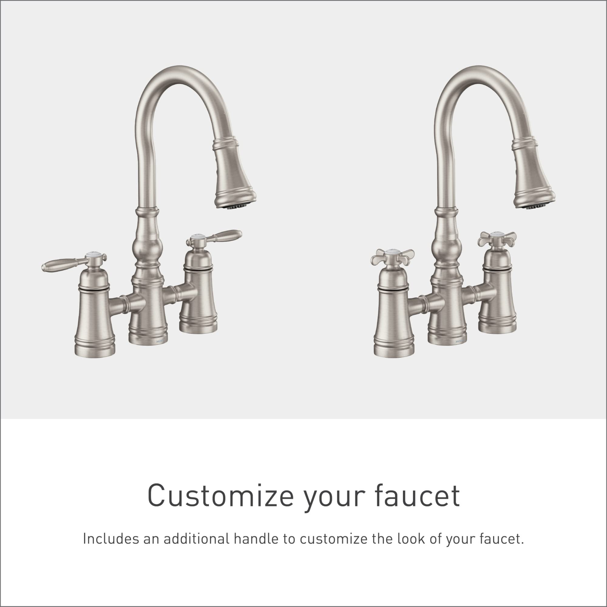 Moen S73204SRS Weymouth Two Handle Pulldown Bridge Kitchen Faucet, Spot Resist Stainless