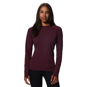 Mountain Hardwear Women's Mountain Stretch Long Sleeve Crew, Cocoa Red, X-Small