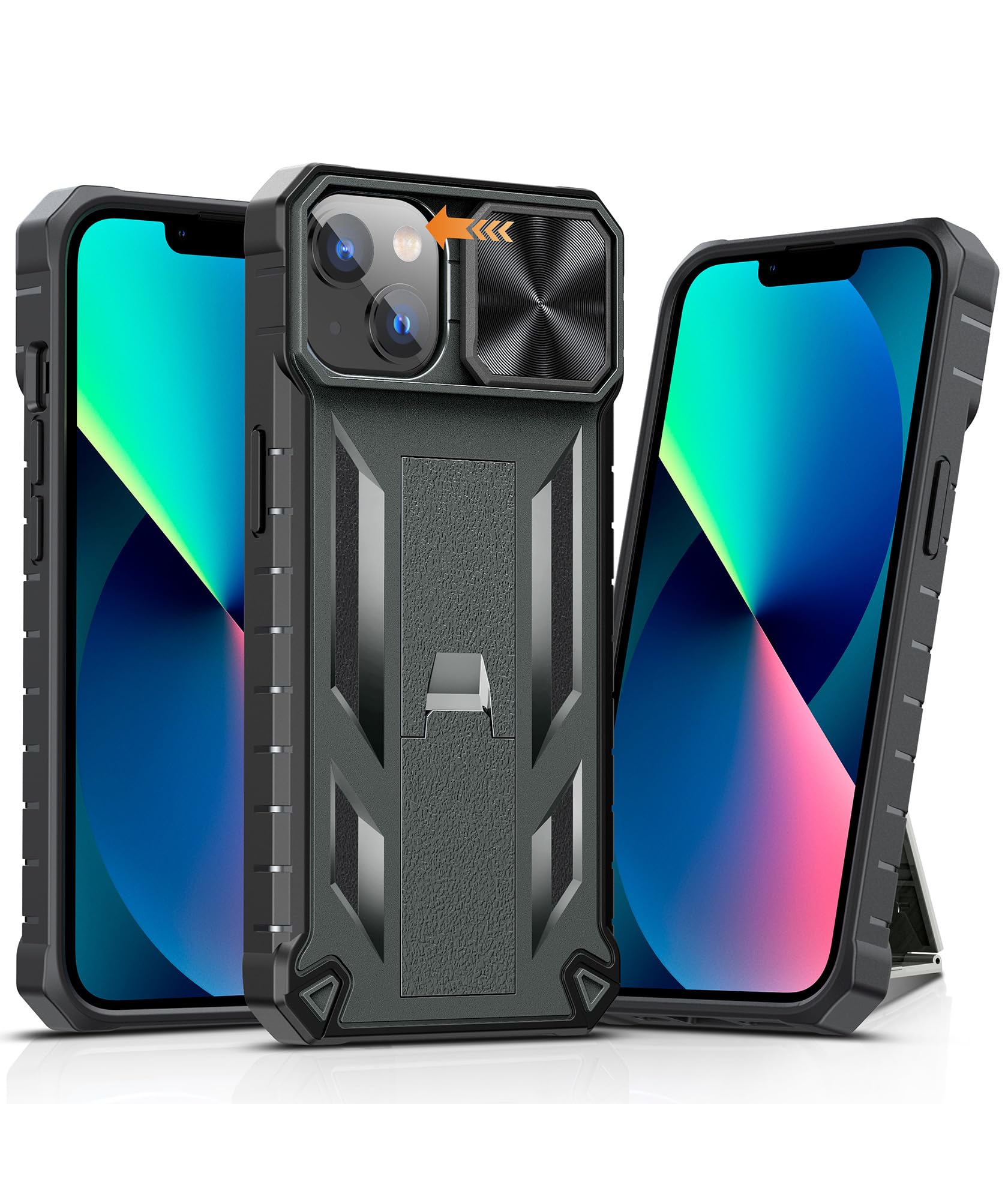 SOiOS for iPhone 13 iPhone14 Case with Stand: iPhone 13 iPhone14 Cover with Kickstand | Shockproof Military Grade Protective Cell Phone Case | TPU Durable Rugged Bumper Textured Matte Hybrid Design