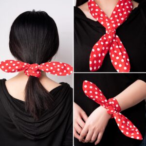 Costume Headband White Polka Dot Bandana Headband Wire Headband Halloween Dress up Retro Hairband Headwrap Hair Accessories for Women(Big Dots,Red)