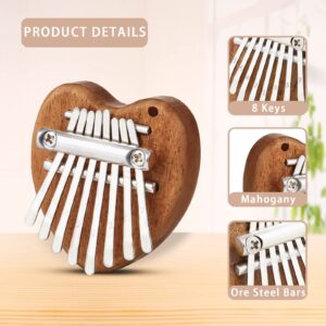 Mini Kalimba Thumb Piano 8 Keys,Portable Solid Wood Mbira Finger Piano for Kids and Adults,Pocket Musical Gifts for Beginners w/Chain