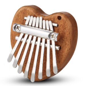 Mini Kalimba Thumb Piano 8 Keys,Portable Solid Wood Mbira Finger Piano for Kids and Adults,Pocket Musical Gifts for Beginners w/Chain