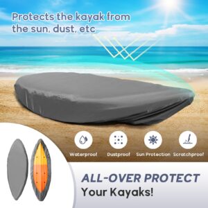 Relaxyee Kayak Cover Waterproof Kayak Canoe Cover Storage Dust Cover UV Protection Paddle Board Cover Fishing Boat Sunblock Shield for Outdoor Storage