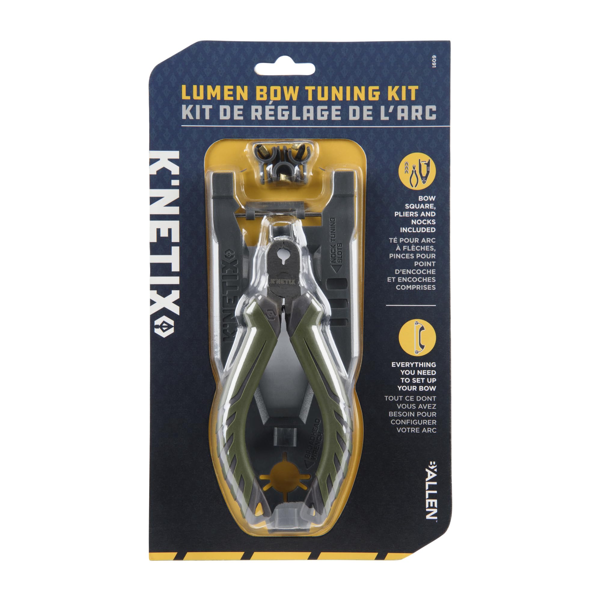 Allen Company K’Netix™ Lumen Bow Tuning Kit, Compatible with Compound, Recurve & Longbows, Gray