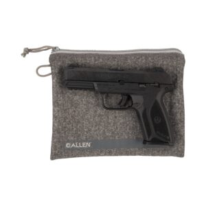 Allen Company Lockable Handgun Storage Pouch with Writeable ID Label, Full-Size 7" to 9" Handguns, Gray