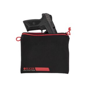 allen company ruger® lockable handgun storage pouch with writeable id label, full-size 7" to 9" handguns, black