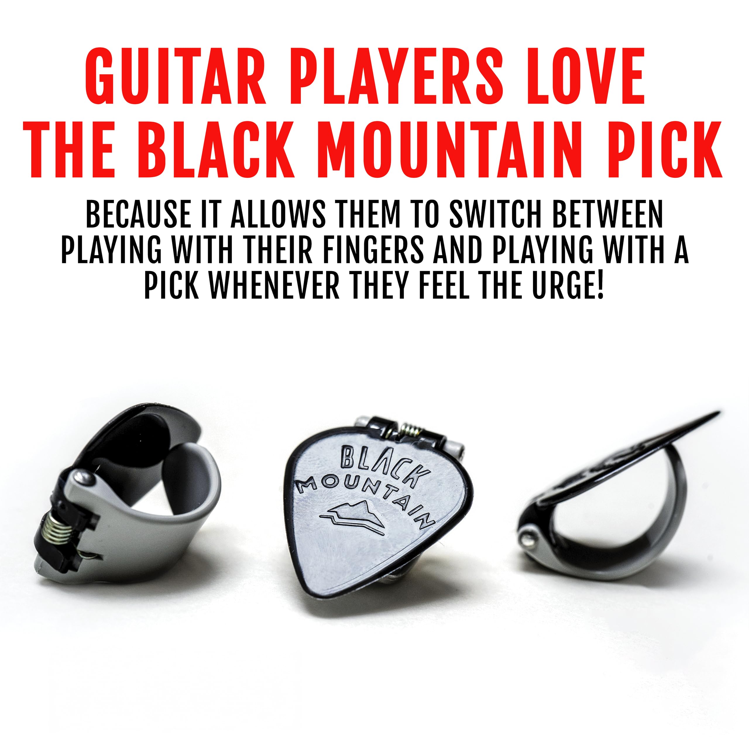 Black Mountain Jazz Tipped Thumb Picks for Acoustic Guitar, Electric Guitar, Ukulele, Banjo, and More - Spring Loaded Universal Fit for Medium to XL Thumbs - Premium Finger Picks