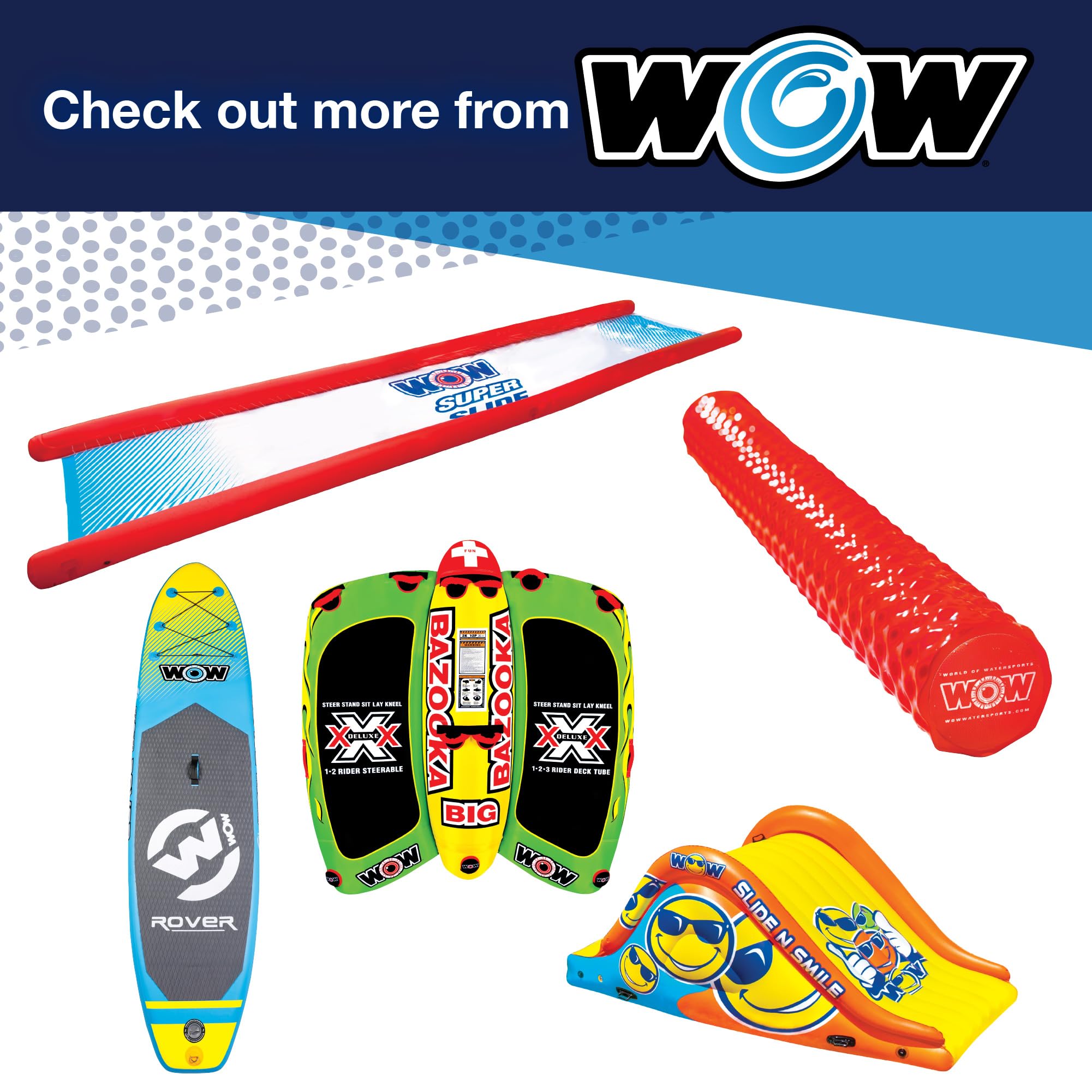 WOW Sports Wipeout Towable Tube for Boating - 1 to 3 Person Towable - Standing Tubes for Boating