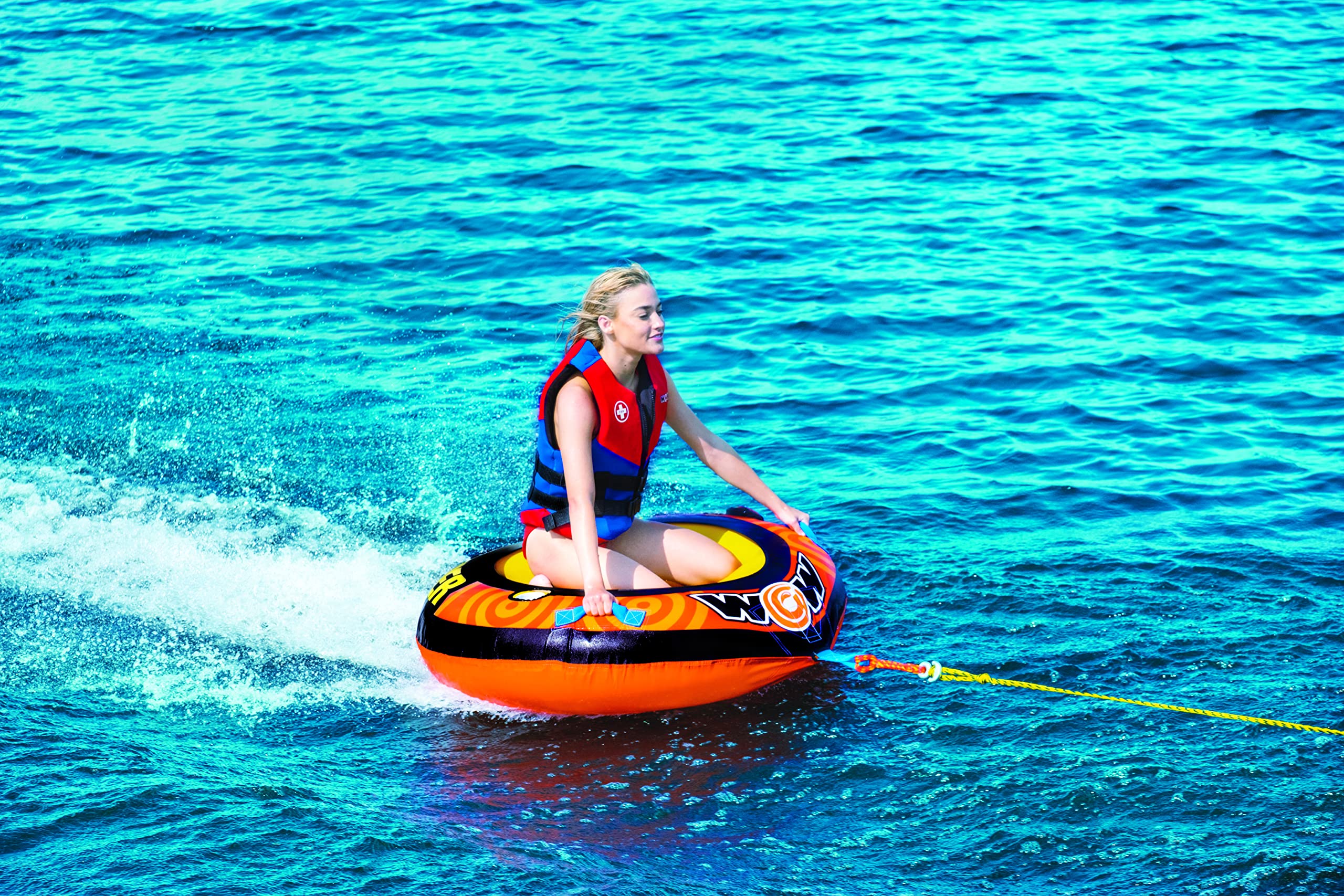 WOW Sports - Lil' Skipper Inflatable Towable Tube - 1 Rider - Perfect For Kids & Adults - Soft Top - Boating Accessory