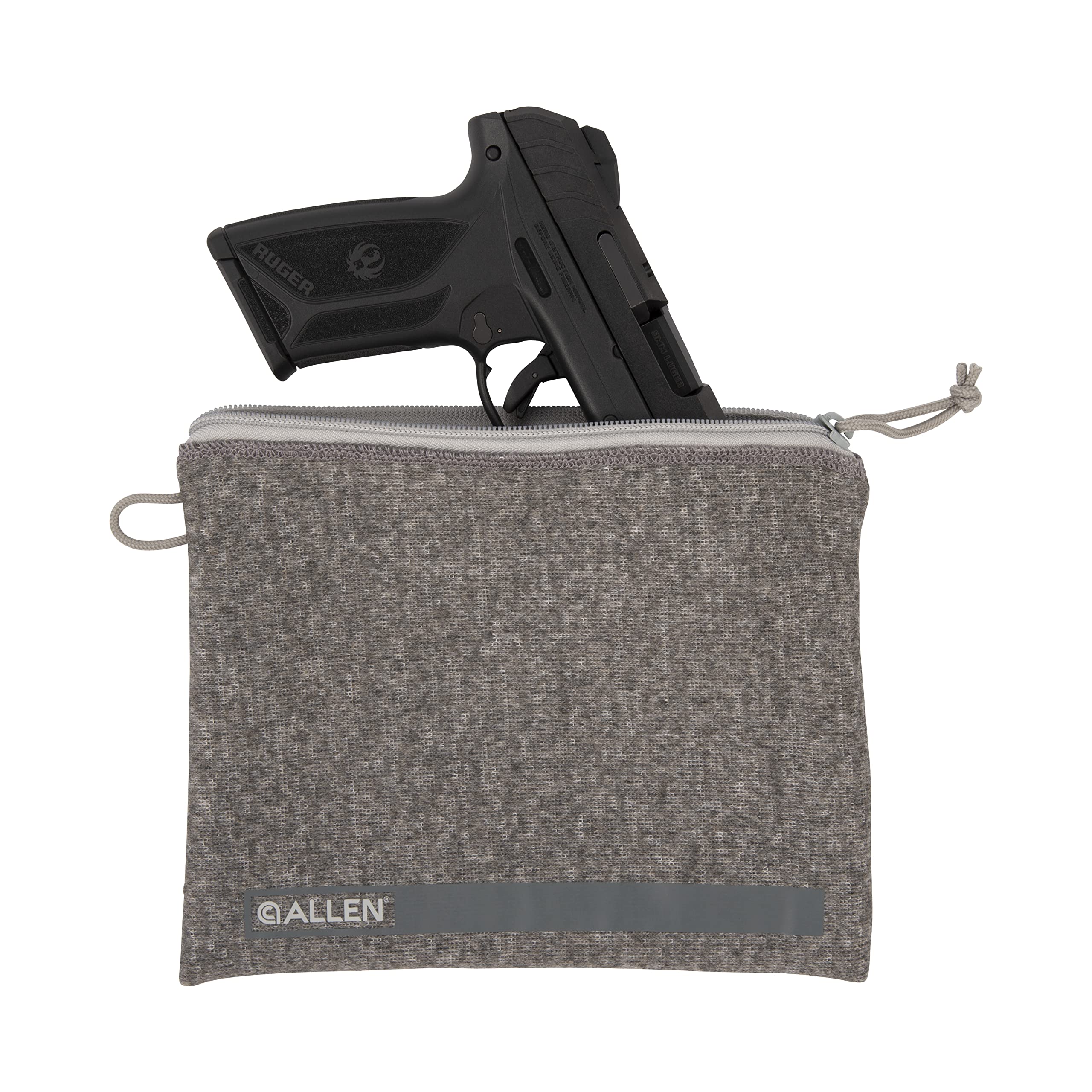 Allen Company Lockable Handgun Storage Pouch with Writeable ID Label, Full-Size 7" to 9" Handguns, Gray