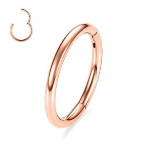 conch hoop ring hinged segmet clicker seamless nose rings hoops 316l surgical steel rose gold septum jewelry 16g cartilage tragus earrings helix rook daith ring lobe lip hoop piercing jewelry 10mm