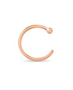 14k rose gold nose hoops open nose rings 9/32" - 7mm 20g