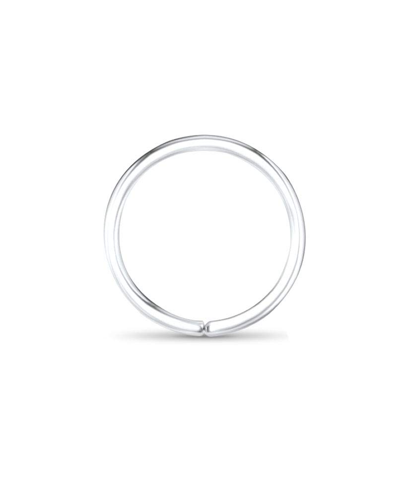 Nose Ring Bling 14k White Gold Nose Hoops Seamless Nose Rings 5/16 inch - 8mm 18G (D1042)