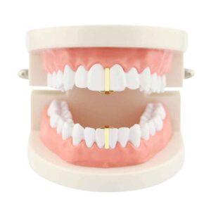 psivika gold plated single tooth top or bottom teeth single hip hop grills (gold)