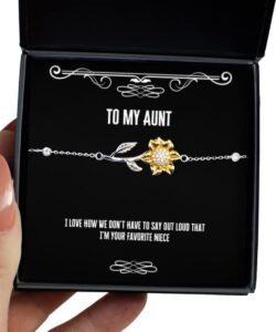 inspirational aunt sunflower bracelet, i love how we don't have to say out loud that i'm your favorite niece, present for, nice gifts from