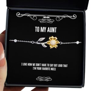 Inspirational Aunt Sunflower Bracelet, I Love How We Don't Have to Say Out Loud That I'm Your Favorite Niece, Present for, Nice Gifts from