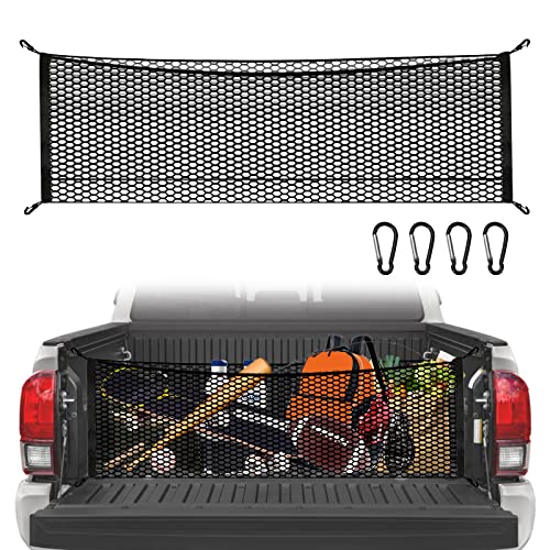 KARCOCA Cargo Net for Pickup Truck Bed - Truck Bed Net for Trunk Organizers and Storage Additional with 4 Metal Carabiner Buckles - Cargo Net for Truck Bed Silverdo, Ford F150,GMC