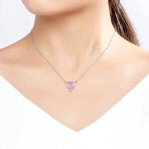 AINUOSHI Heart Necklace Sterling Silver Necklaces for Women Pink Cubic Zirconia Diamond Pendant Anniversary Birthday Christmas Gifts for Her Hypoallergenic